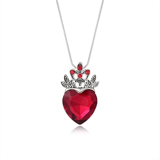 (Red 2) - Evie Red Heart Necklace Descendants Queen of Hearts Costume Fan Jewellery Pre Teen Gift for Her
