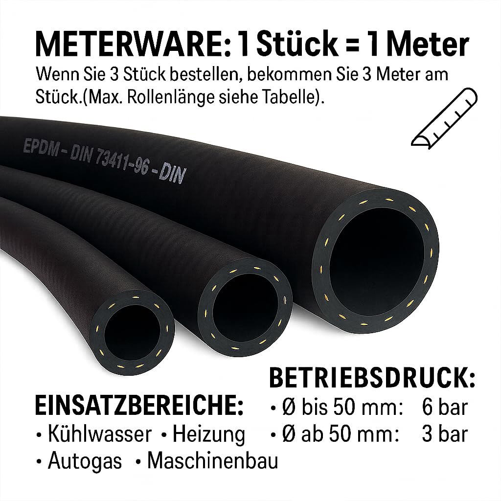 Fittingstore - Metro - Tubo per radiatore DIN 73411/96, EPDM, tubo dell'acqua di raffreddamento, tubo dell'acqua calda per auto, in gomma da -40 a 125 °C (interno x esterno: 90 x 102 mm)