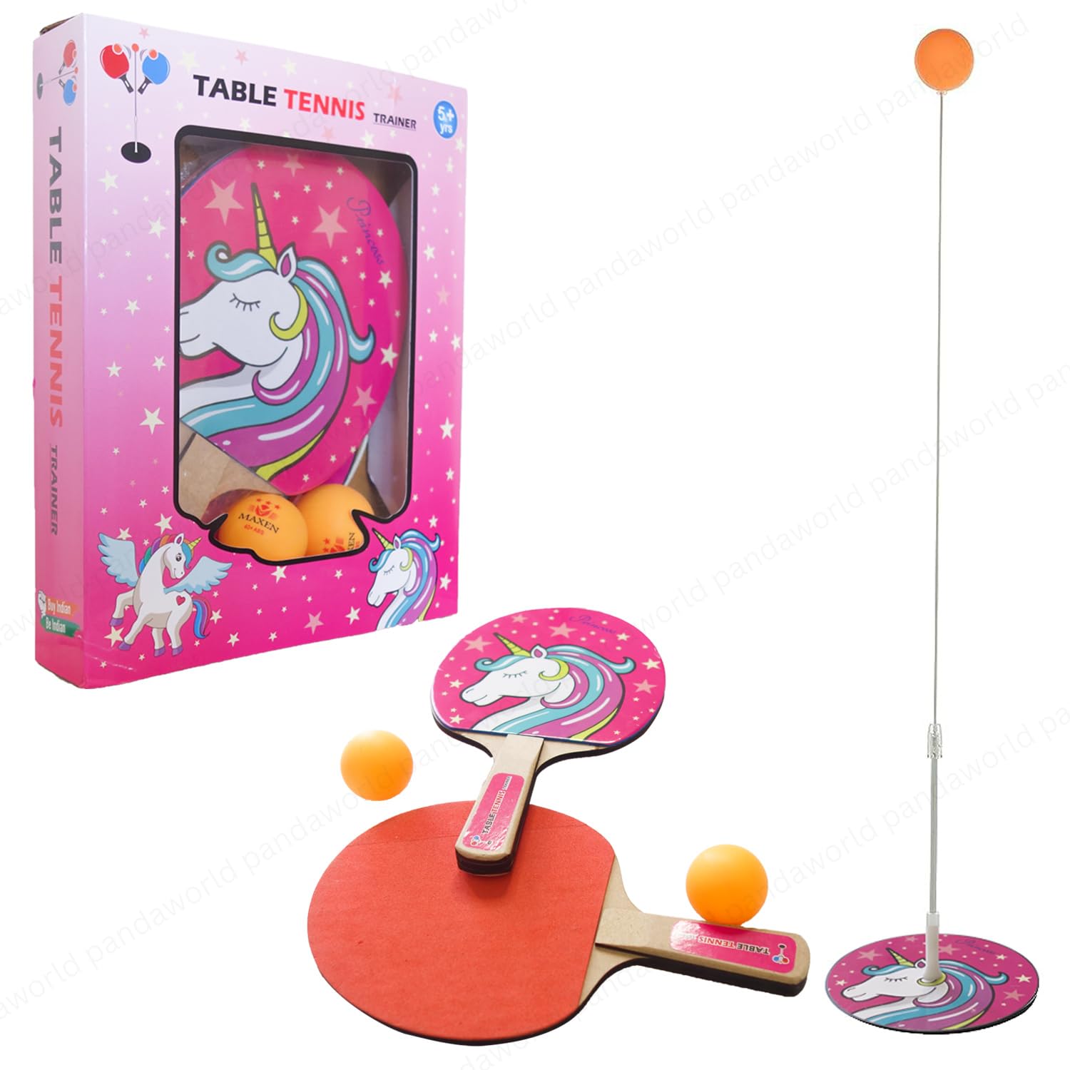 Pandaworld Indoor Outdoor Ping Pong Table Tennis Trainer with 2 Rackets & 2 Balls | Rebound Trainer | Sports Toy for Teenagers & Kids (Unicorn) (B0CXXRLWMD) Amazon Price History, Amazon Price Tracker