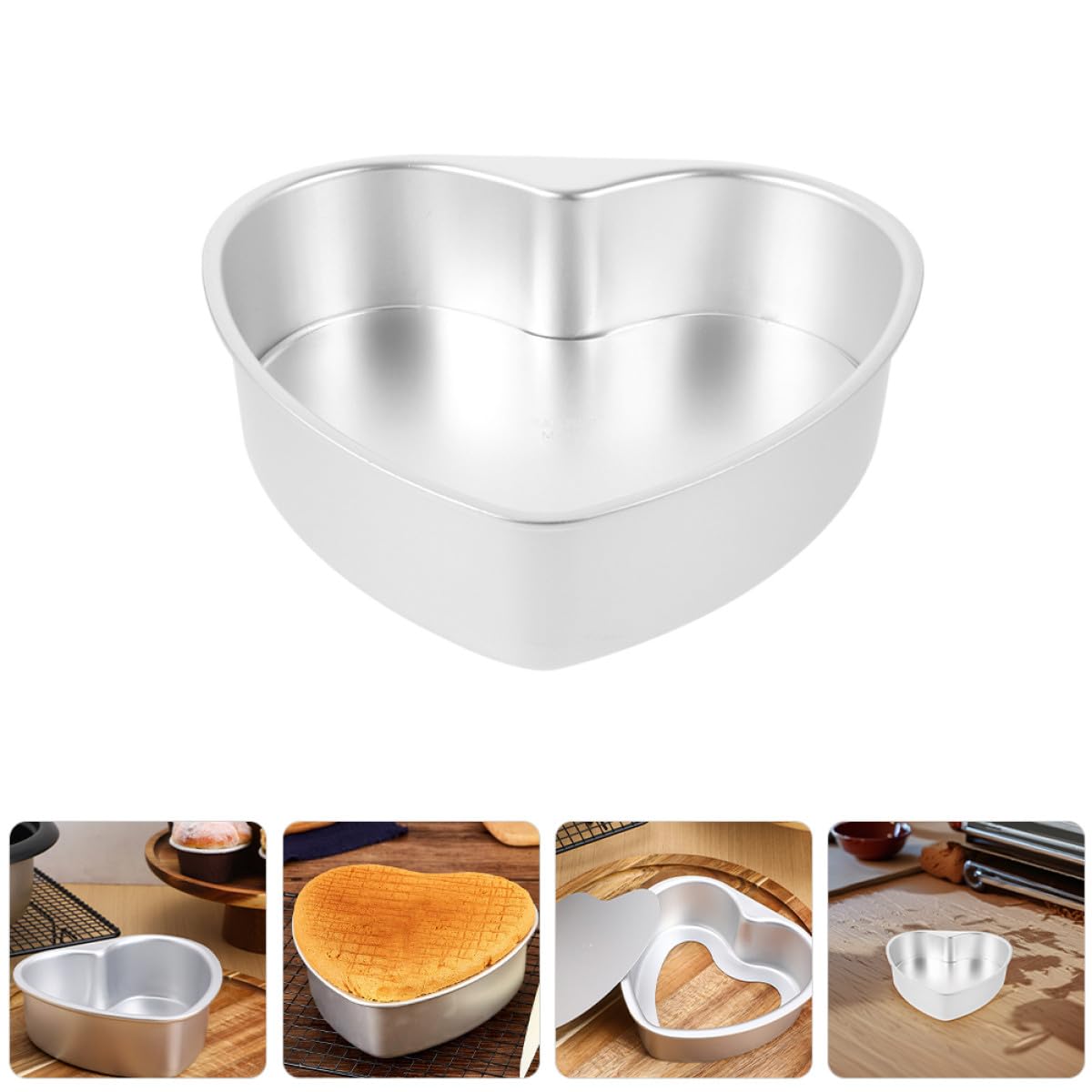 Molde para Pastel en Forma de Corazón 7 Pulgadas 2 Piezas Aluminio con Fondo Removible para Hornear Mini Pasteles Brownies y Postres Utensilios para Hornear Celebraciones