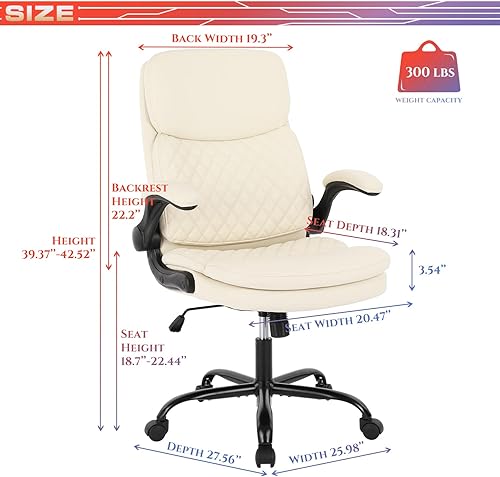 Miniatura 3 de COLAMY Office Chair High Back Executive Computer Chair-Ergonomic Home Office Chair with Padded Flip-up Arms, Adjustable Height and Tilt Lock, Swivel