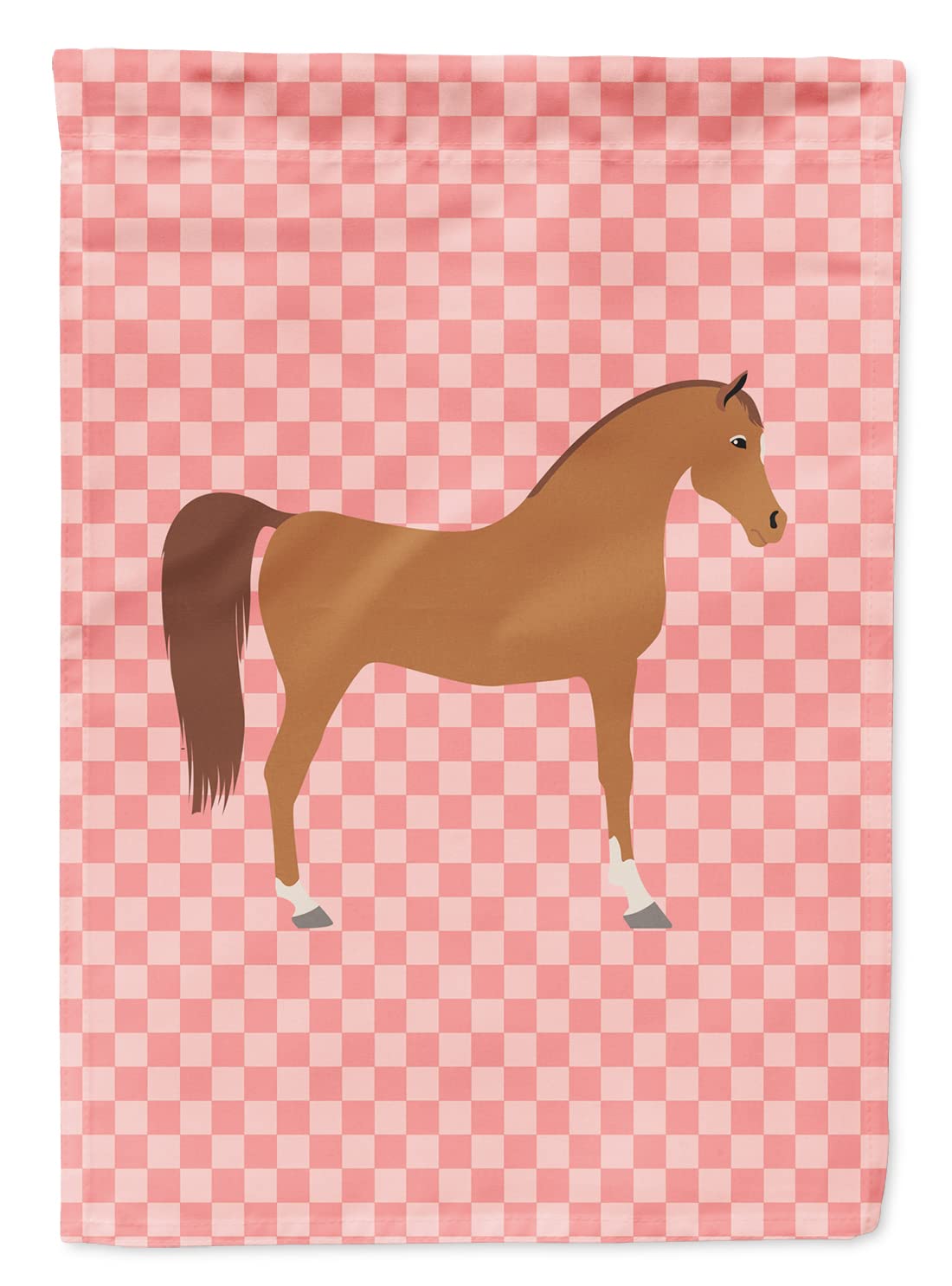 Cheval arabe rose carreaux drapeau de jardin tissu résistant aux UV