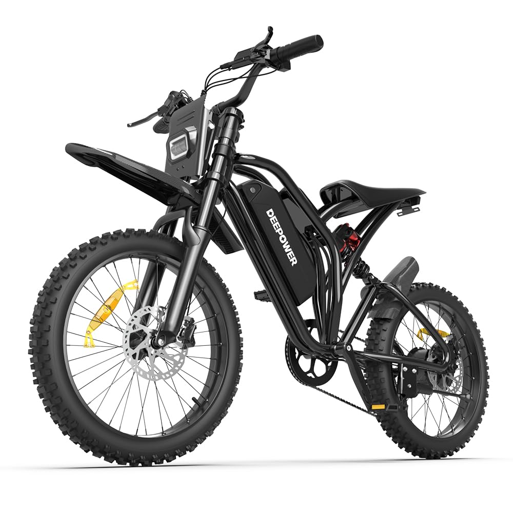 DEEPOWER S21 Bicicleta Eléctrica, Batería Extraíble 48V 25Ah, Par De 100Nm, Bicicleta Eléctrica Todoterreno De Neumáticos Gruesos, Frenos De Disco, Suspensión Completa, Cross Eléctrica 7 Velocidades