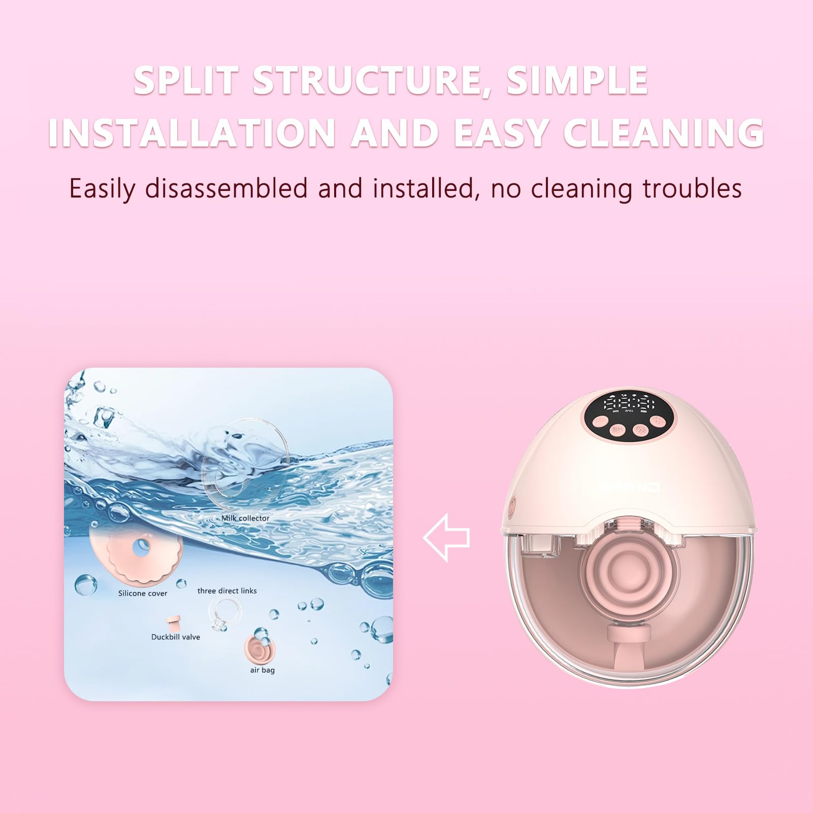 Luocute Tire-lait Portable, Tire-lait électrique Mains Libres avec 4 Modes 12 Niveaux, Double Bride Scellée, sans BPA, capacité de 160 Ml, Batterie Intégrée de 1200 MAh, pour les Voyages (Double