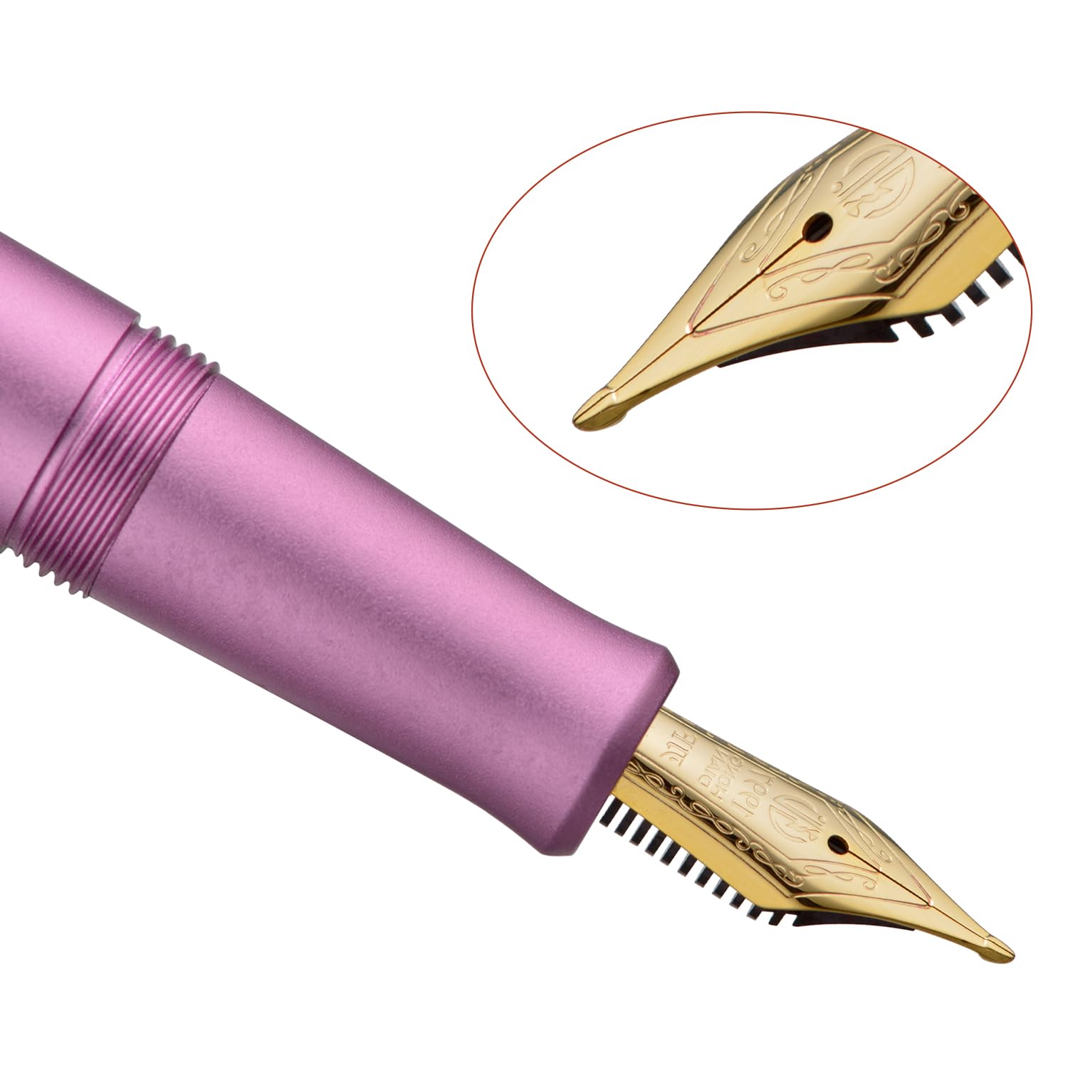 Hongdian M2 Black Forest Mini Fountain Pen, Long Blade Nib & Sleek Shape Aluminium Short Pocket Travel Pen (Lilac Purple) - Image 3