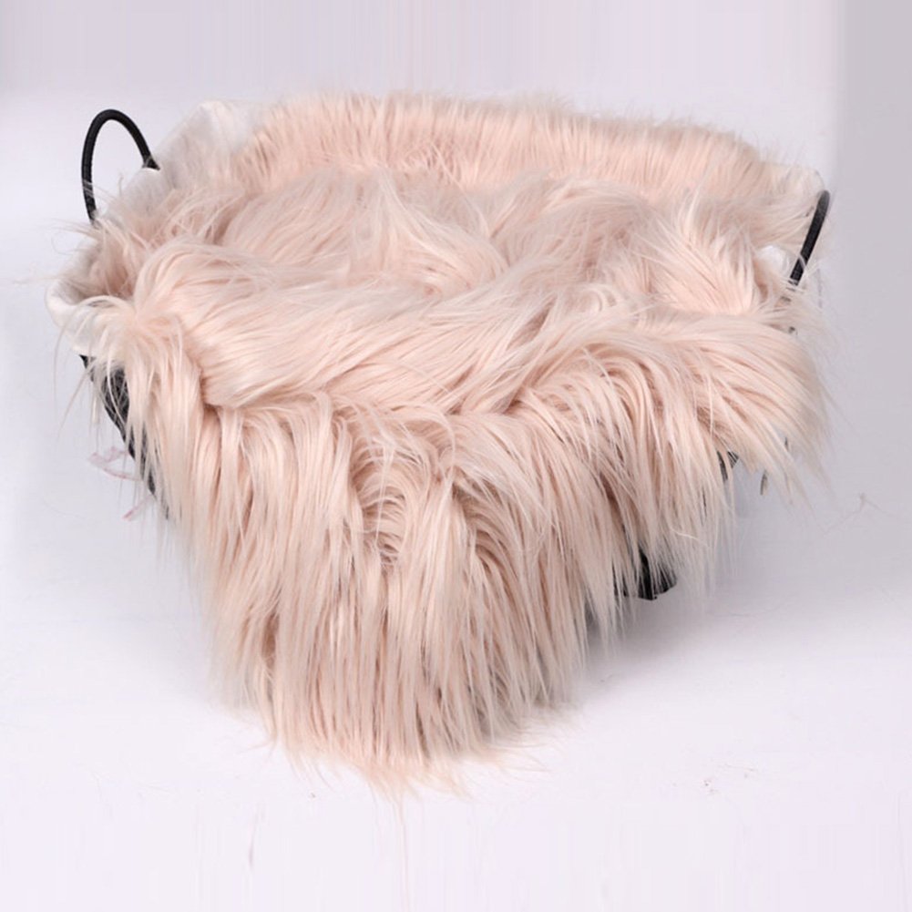 SUXUMHAO Baby Photo Blanket Long Hair,Photography Wrap Shaggy Area Rug,Newborn Soft Faux Fur Mat,Basket Stuffer Rug Background Backdrop 50cm60cm(9#,Light Pink)