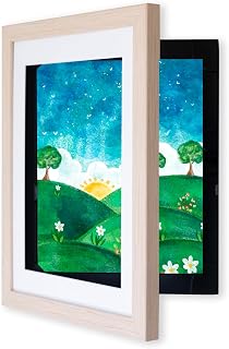 Dynamic Frames Li’l Davinci Art Cabinet, Stores up to 50 Pieces of 8.5 x 11 inch Art, Outer Wooden Frame Dimensions 11.75 x 14.75 inches, Changeable Kids Art Frame, Front Opening, Natural