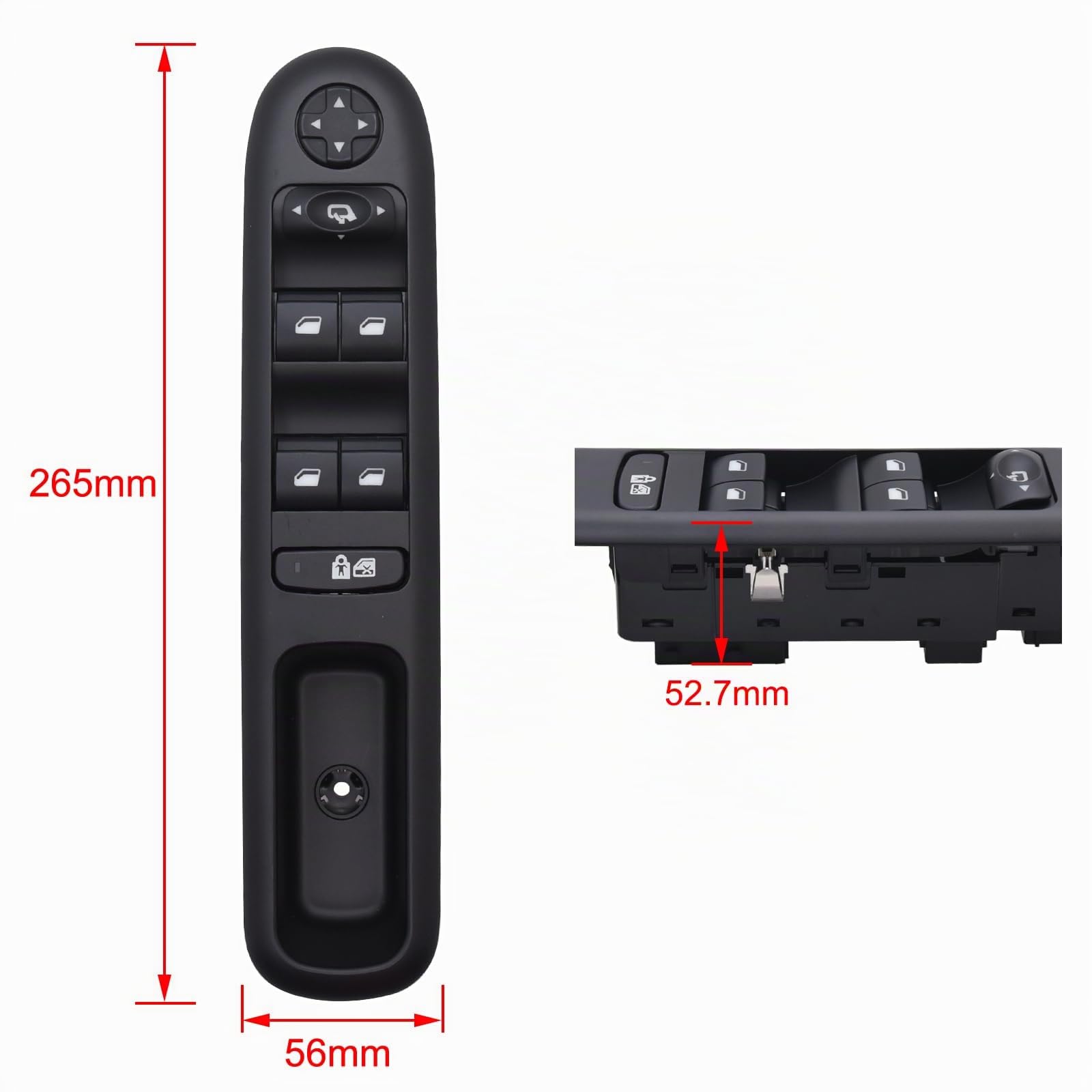 KAOLALI Interruttore di Comando Elettrico Compatibile, Pulsanti Alzavetri Pulsantiera 96650621ZD Compatibile con Peugeot 3008 5008 Wagon 2009-2016