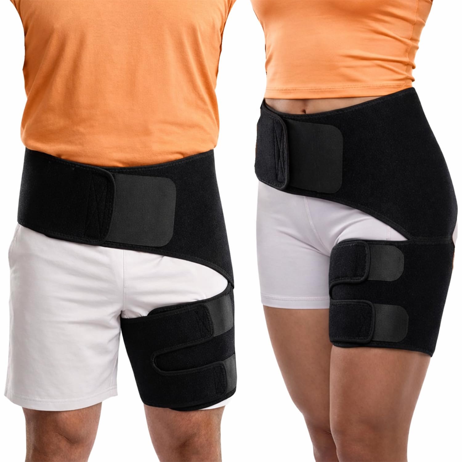 soulvinee Hip Thigh Support Groin Support Brace Compression Thigh Strap Wrap for Recovery Sports Pain Relief (Thigh Supports)