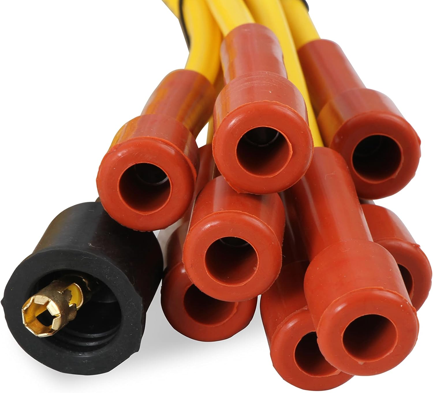 ACCEL 3008 Spark Plug Wire Set - 7mm - Super Stock with Copper Core - Universal Straight Boots - Yellow