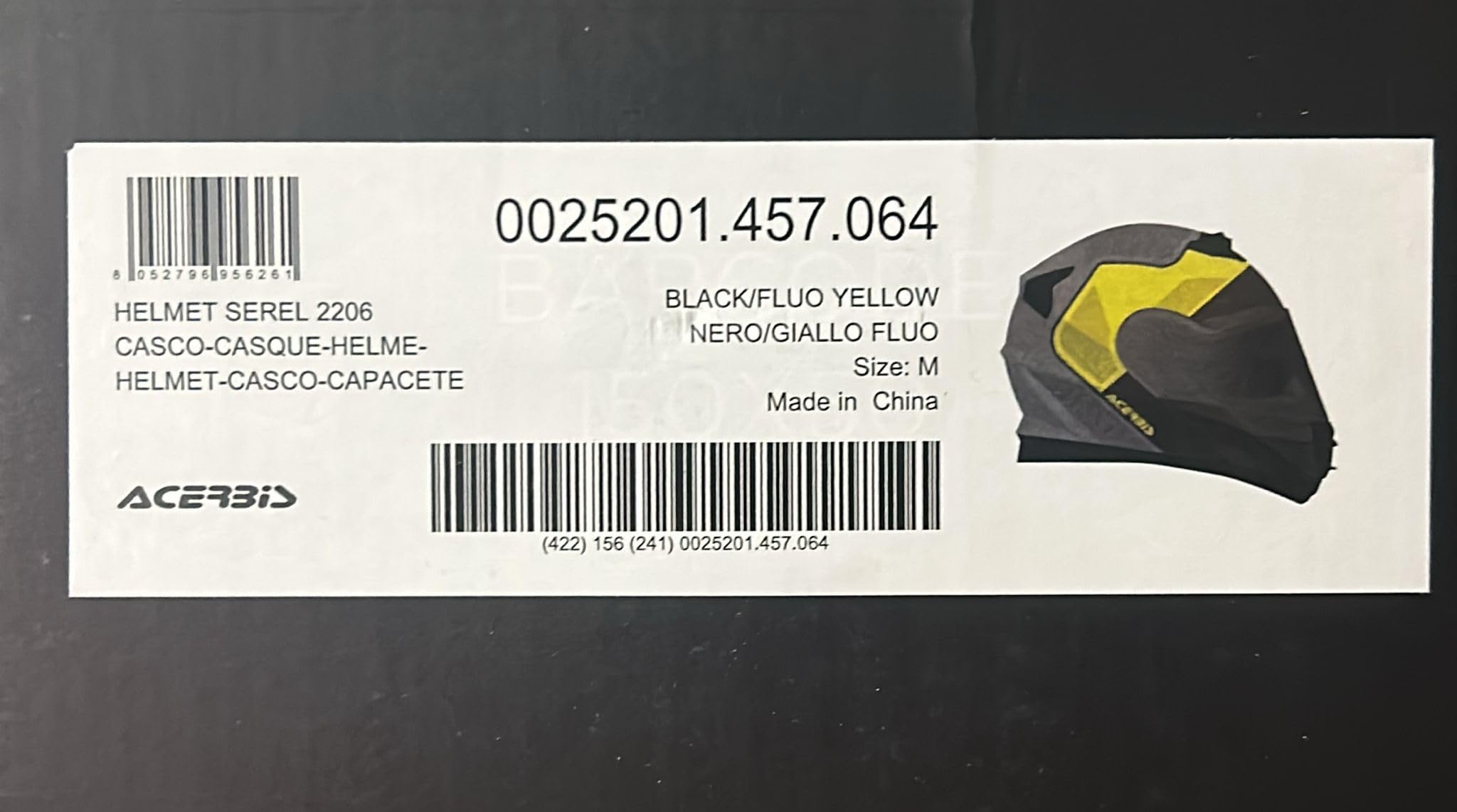 ACERBIS CASCO SEREL 2206 NERO/GIALLO FLUO M