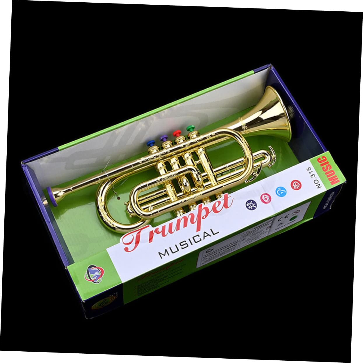 Tromba Dorata Giocattolo a 4 Note in Plastica Cz05