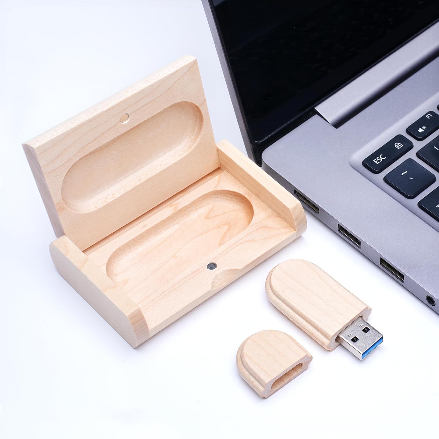 USB-Stick aus Holz, 8 GB, USB 2.0, Speicherstick, Datenspeicherung, Geschenk, mit Holzbox, 10 Stück