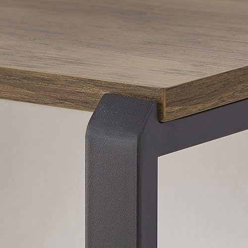 Miniatura 6 de FOLUBAN Estantería abierta de 4 niveles, estantería vintage de madera rústica y metal para oficina en casa, roble