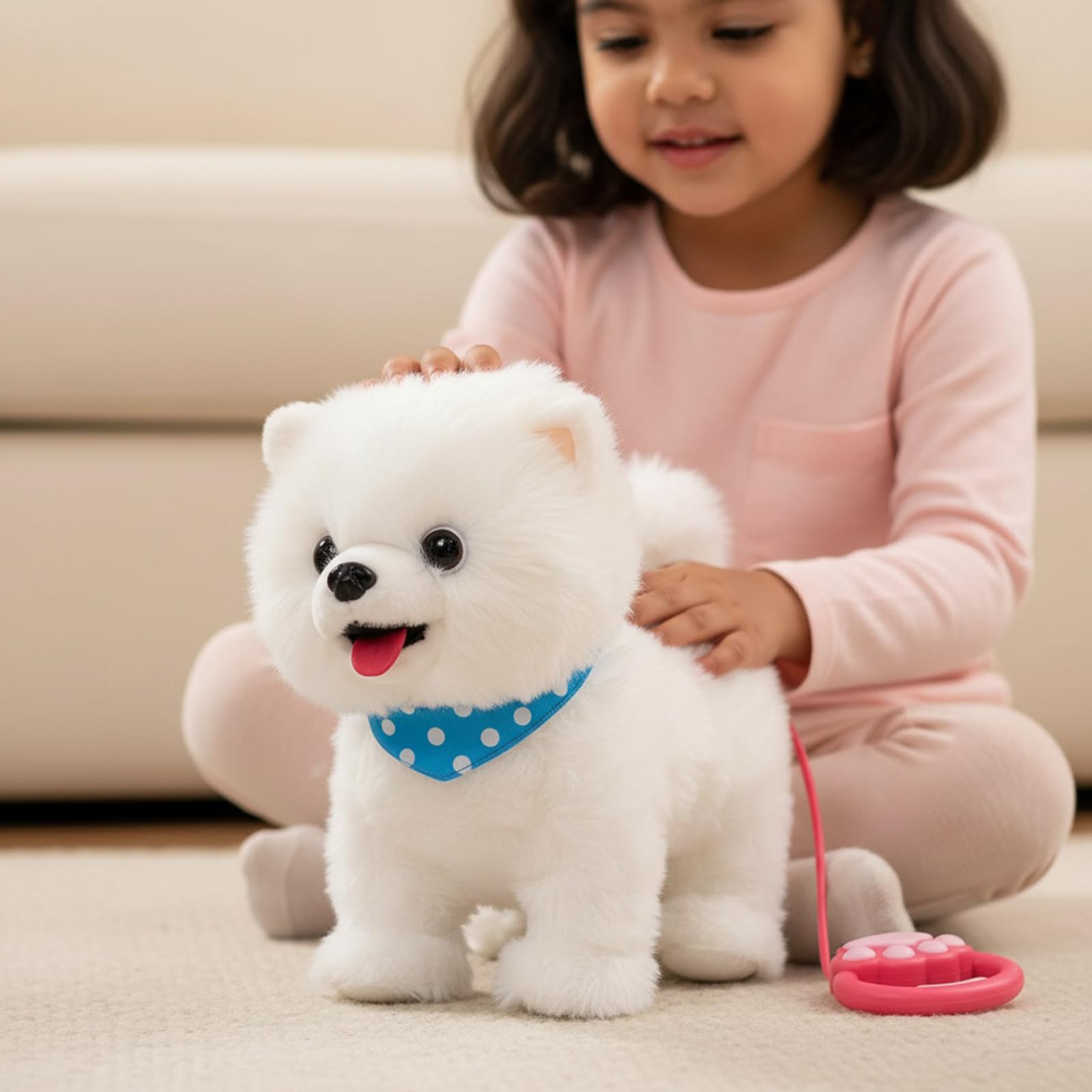 Cagnolino Giocattolo Interattivo in Peluche per Passeggiata, Cani Elettronici con Telecomando e Guinzaglio, Giocattoli Interattivi per Bambini, Neonati, Compleanno e Vacanze