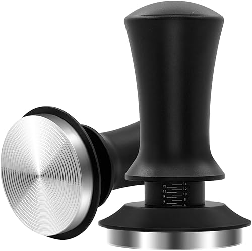 Mcbazel Tamper de café expreso de 2.087 in, manipulador de café barista prémium con resorte de 25 libras, base de acero inoxidable 100% con marca de