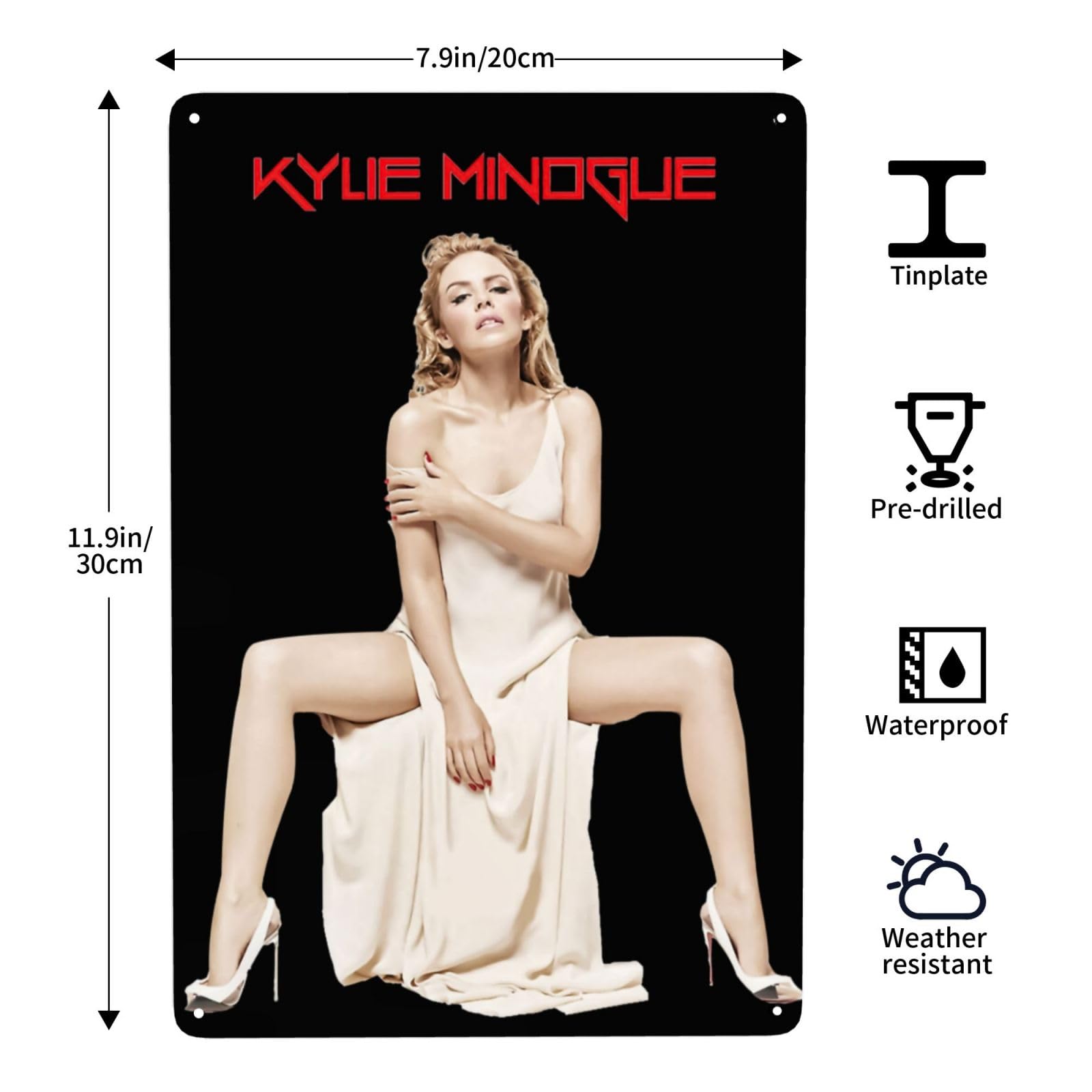 CASOWAT Kylie Singer Minogue Metal Tin Sign Wall Iron Painting For Home Bar Cafe Bedroom Poster Decor 8 X 12 Inch