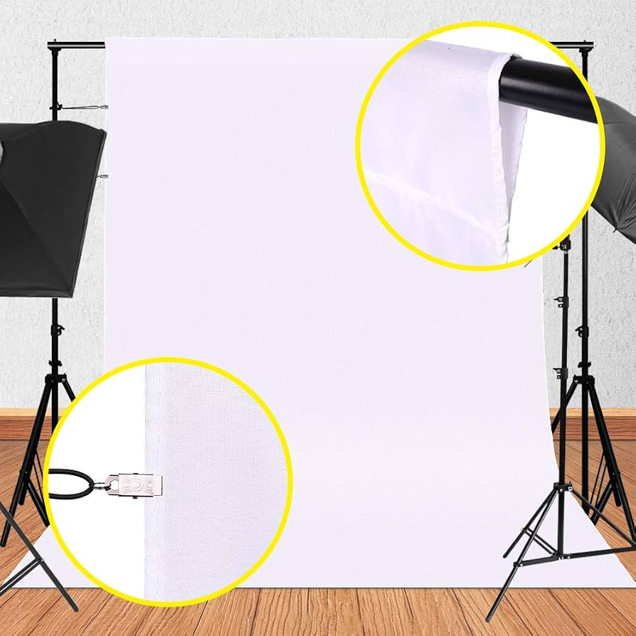 Amazon | Blxsif ホワイトバックドロップ 写真背景 - 5x8フィート 写真