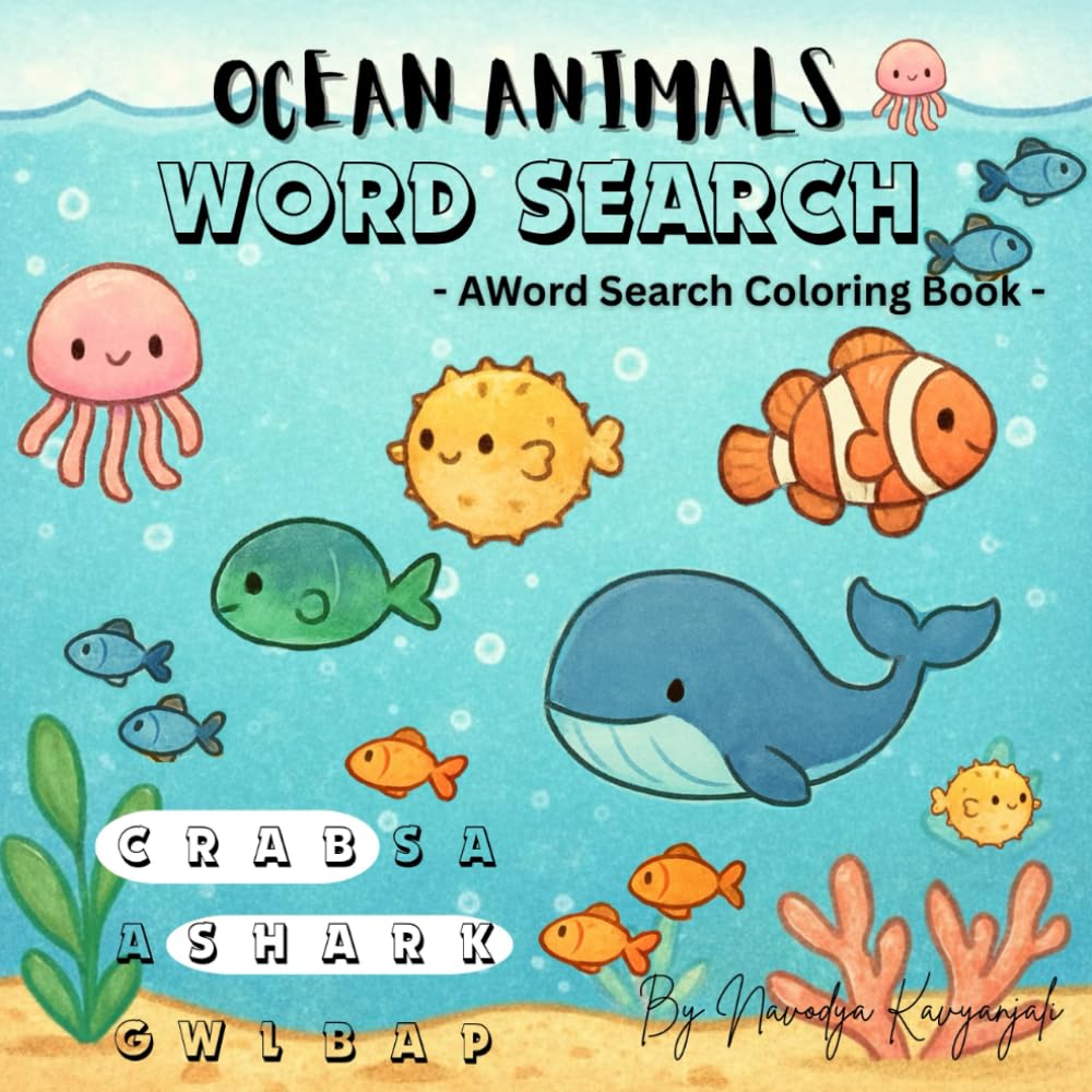 Ocean Animals Word Search for Kids: Fun & Educational Puzzle Book with Sea Creatures for Kids Ages 4–8