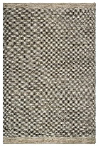 Fab Habitat Machine Washable Area Rug - Hand Woven, Stain Resistant, Pet Friendly - Premium Recycled Polyester Yarn - Solid - Kitchen, Bathroom - Kingscote - Black & Beige - 2 x 3 ft