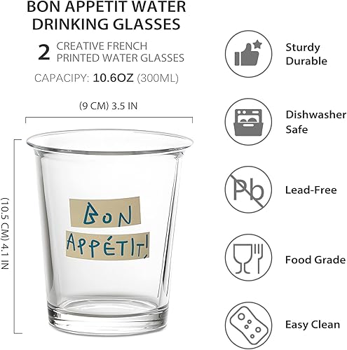 Miniatura 2 de YY Juego de 2 vasos de agua vintage de 10.1 fl oz para cóctel, whisky, jugo