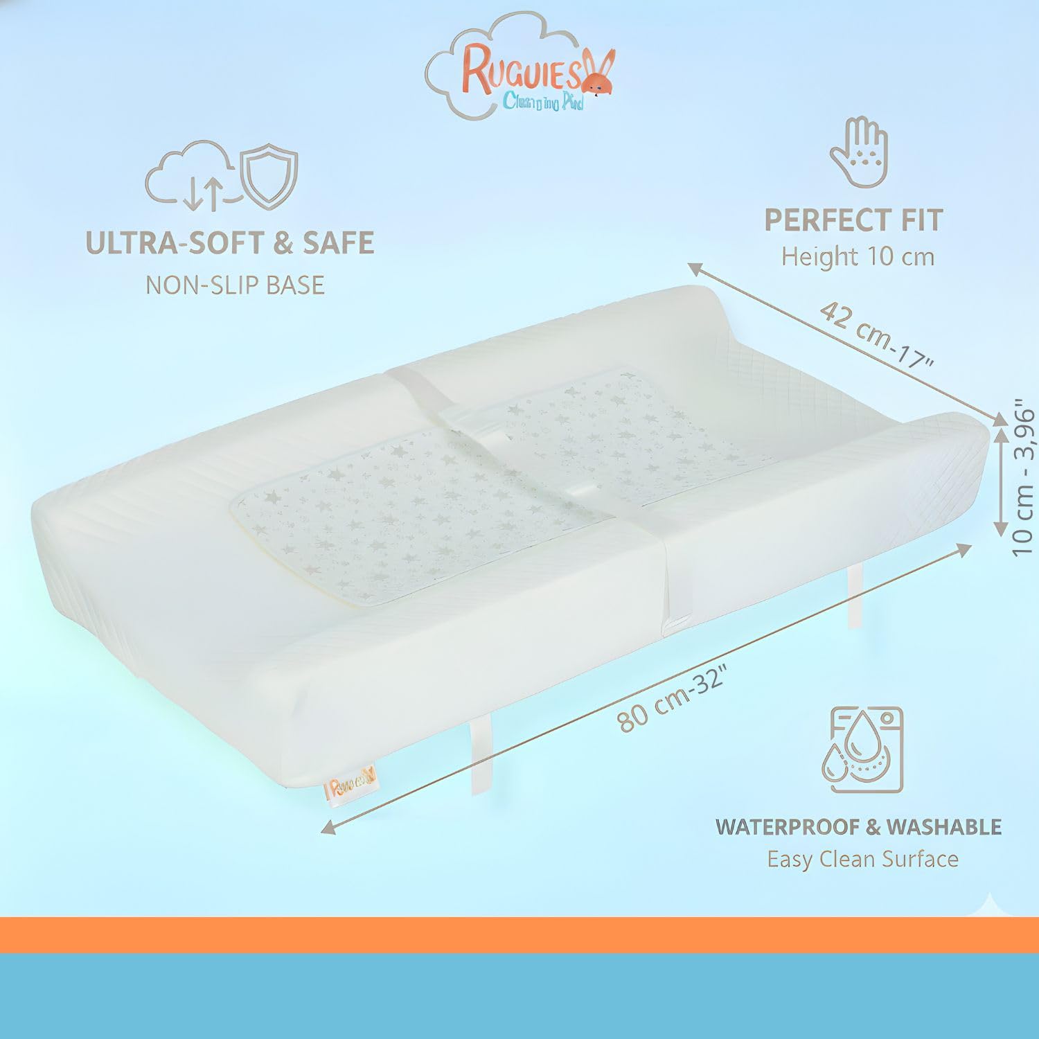 Fasciatoio Materassino per Neonati con Tre protezioni impermeabili Aggiuntivi-Ideale per i Mobili- Cinghia di Sicurezza e Base Antiscivolo per la Massimo Comfort- 80x 42cm- OEKO-TEX.