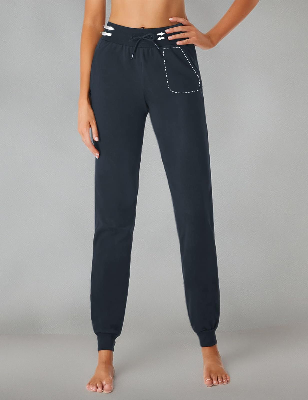 SEVEGO Pantalon de Jogging Femme Survêtement Sport en Coton Cordon de Serrage avec Poches Elastique