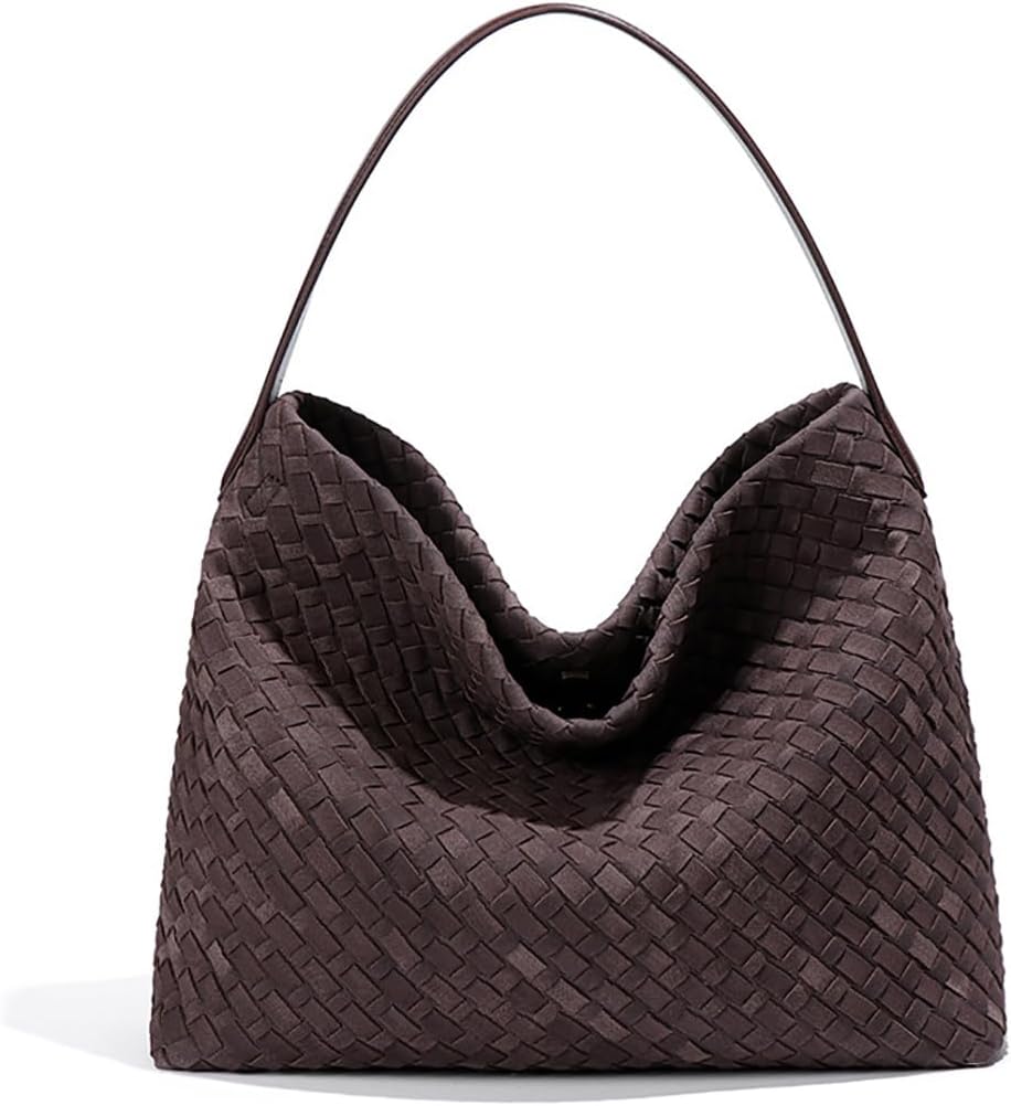 JYG Women's Braided Suede Tote Bags Slouchy Shoulder Bag Trendy Crescent Satchel Purse 2025