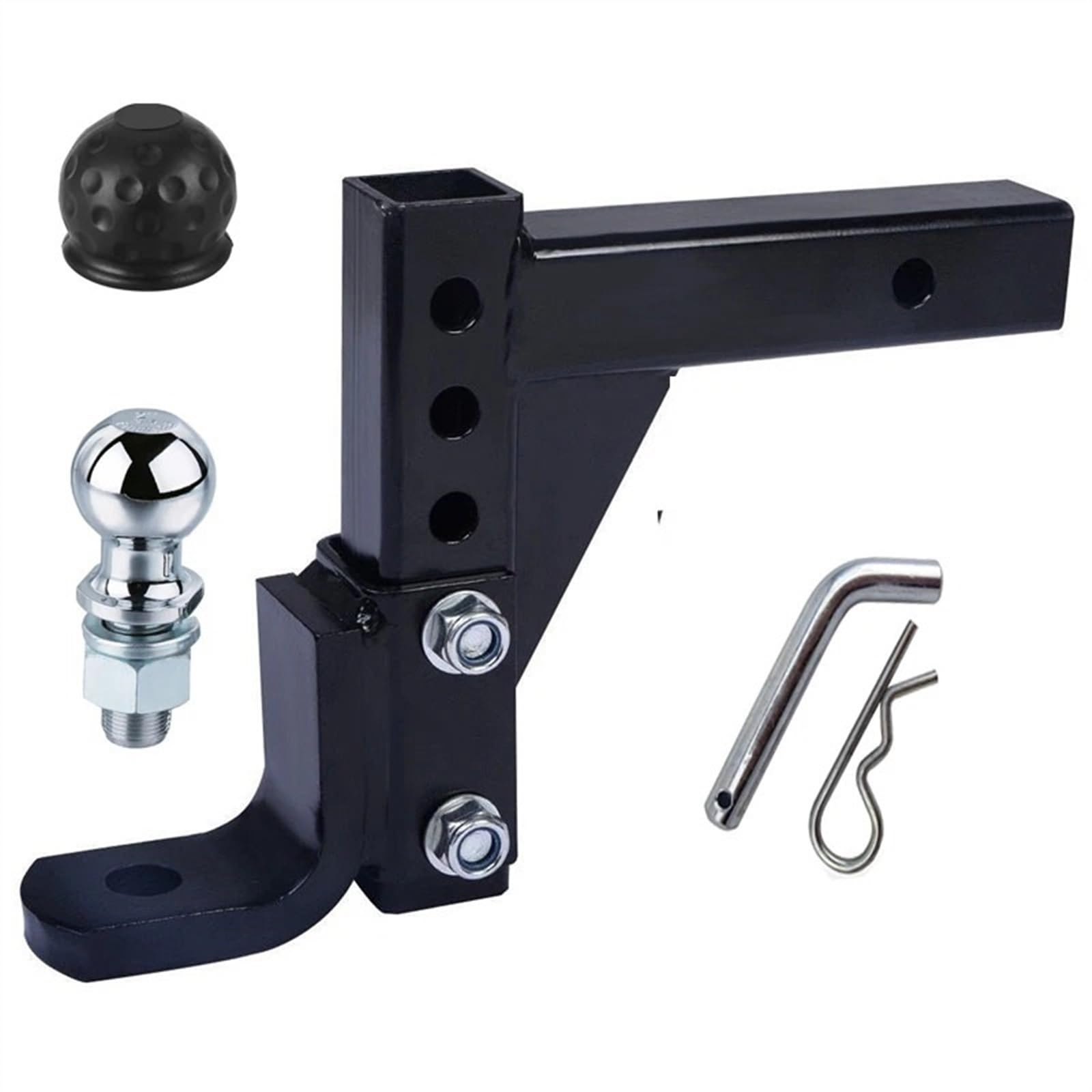 hak holowniczy 10" Regulowany 4-poziomowy zaczep kulowy do przyczepy z kulą i blokadą do 2" odbiornika przyczepy Złącza przyczep(50mm ball pin)