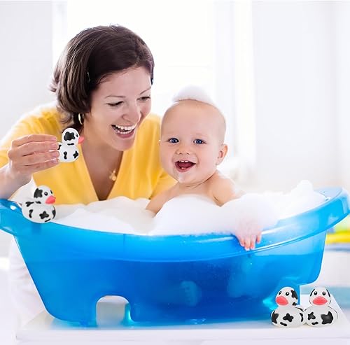 Miniatura 6 de Poen 12 piezas de patos de vaca, mini pato de goma de vaca a granel, pato de goma, divertido estampado de vaca, pato para bebé, juguete de baño con