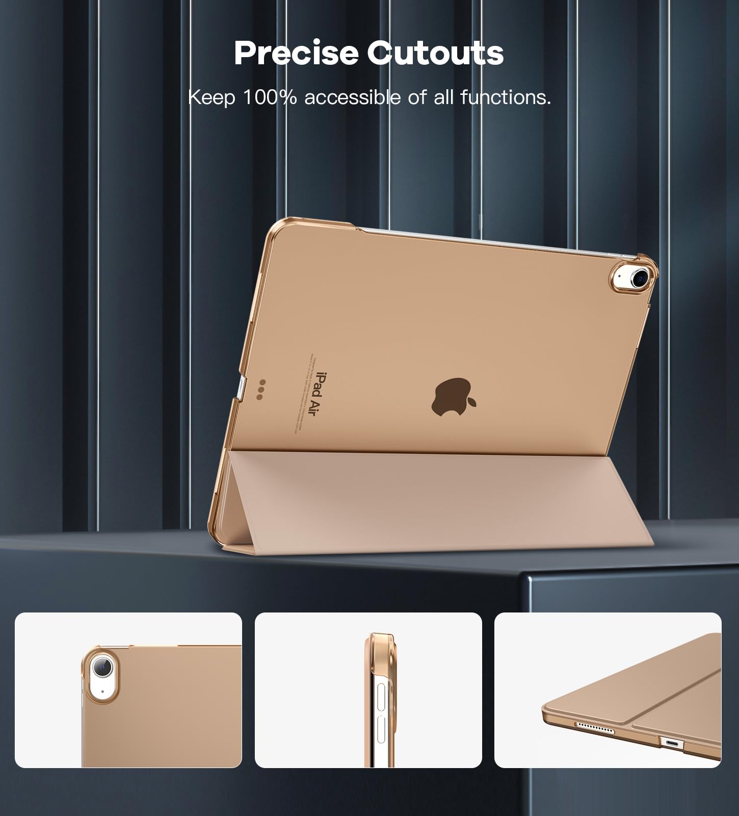 KeHowy Cover Custodia per iPad Air 13 Pollici M4/M3/M2 (2026/2025/2024), Antiurto Trasparente Posteriore Cover, 6-in-1 Molteplici Angoli di Visione, Auto Svegliati/Sonno - Grigio