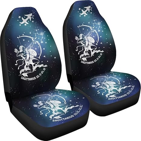 Personalized Sagittarius Car Seat Covers, Sagittarius Zodiac Car Front Seat Covers (Set of 2) - Custom Car Seat Protector (Without Custom Name)
