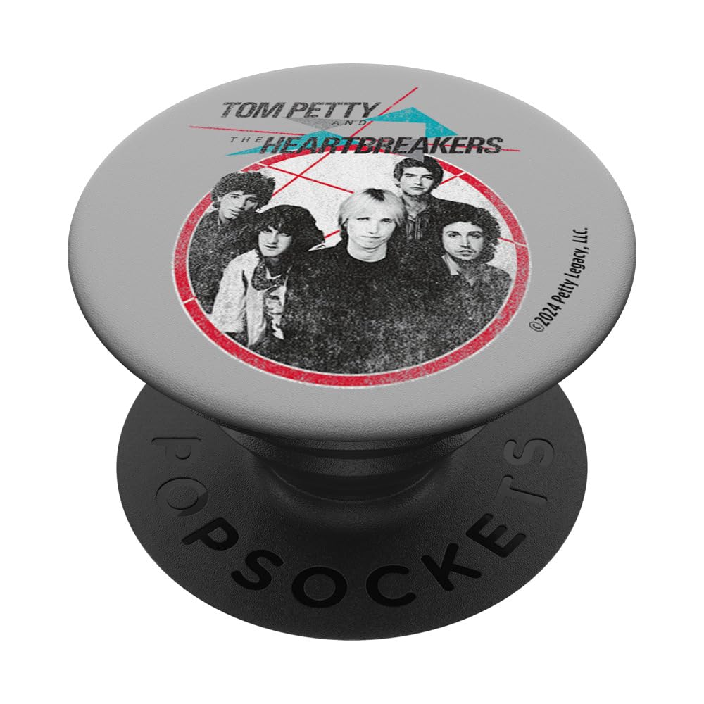 Tom Petty Long After Dark Band Photo Circle Distressed PopSockets Adhesive PopGrip, Black