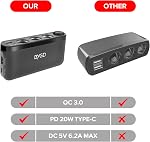 BYGD Doubleur de lumière de cigarette, Adaptateur de chargeur de voiture avec 3 USB + Bouchons de chargeur de voiture de type C et 3 Fendeur d'éclairage de la cigarette à chaussettes et LED Affichage de tension pour tous les appareils de voiture.