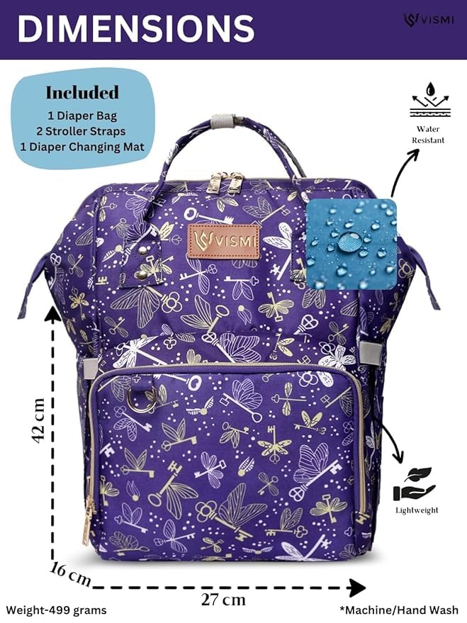 Image of VISMIINTREND Diaper Bag Combo for Mothers for Travel - Includes Mini and Large Diaper Backpack, Solid Premium Febric, Diaper Baby Bag, Maternity Hospital Handbag, Multipocket Stylish Nappy Bag for Mom