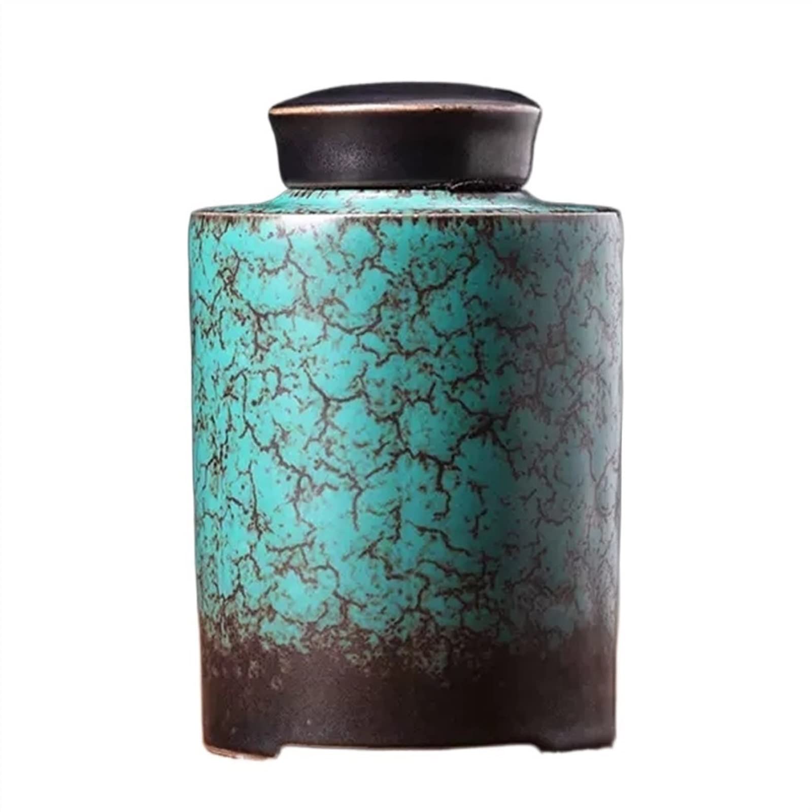 Hhaoran-9868 Ceramic Tea Canister Ceramic Tea Jar Household Food Storage Container, Retro Chinese Style, Can Store Tea/honey/coffee, Green Food Canisters for Kitchen