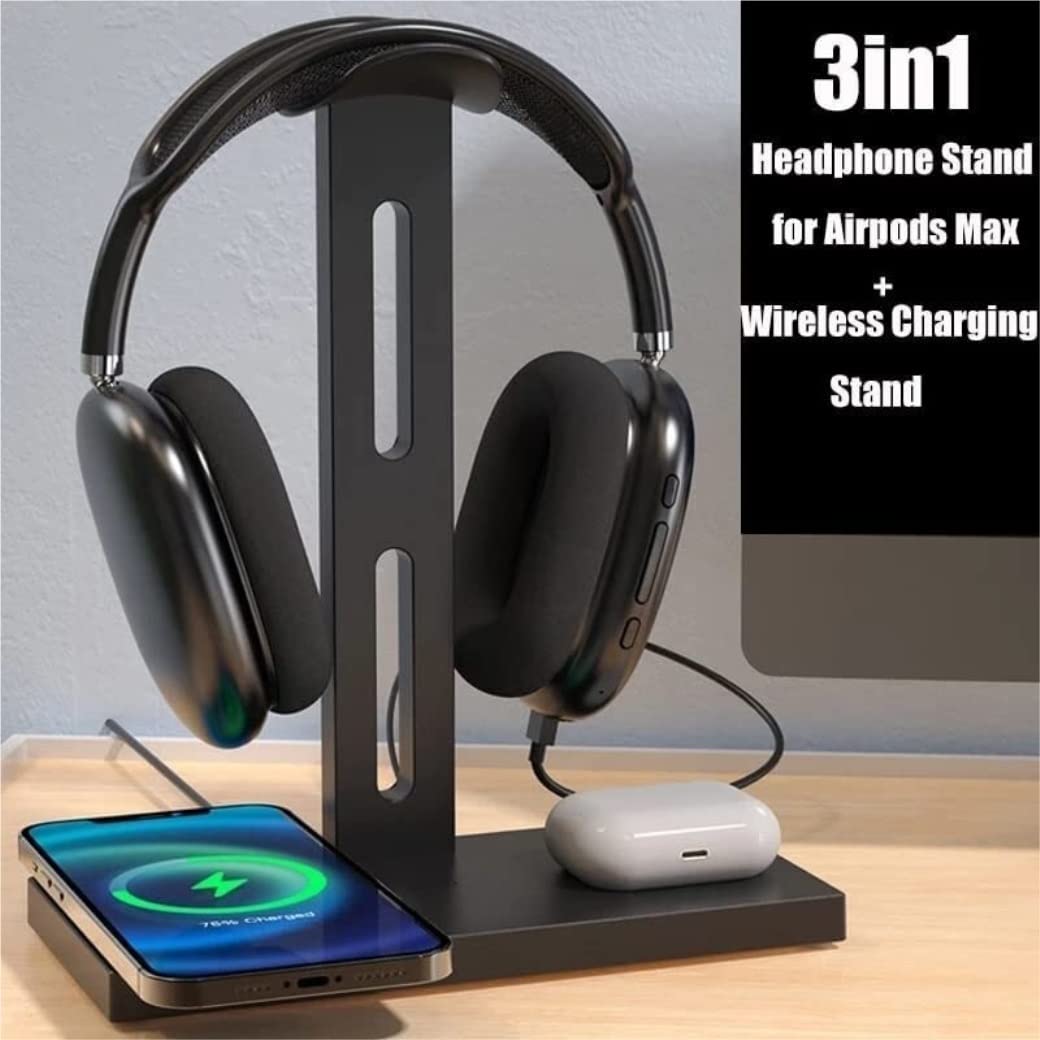 Soporte Soporte para Auriculares 3 En 1 Universal para con Puerto USB Tipo C Compatible Carga Inalámbrica Auriculares