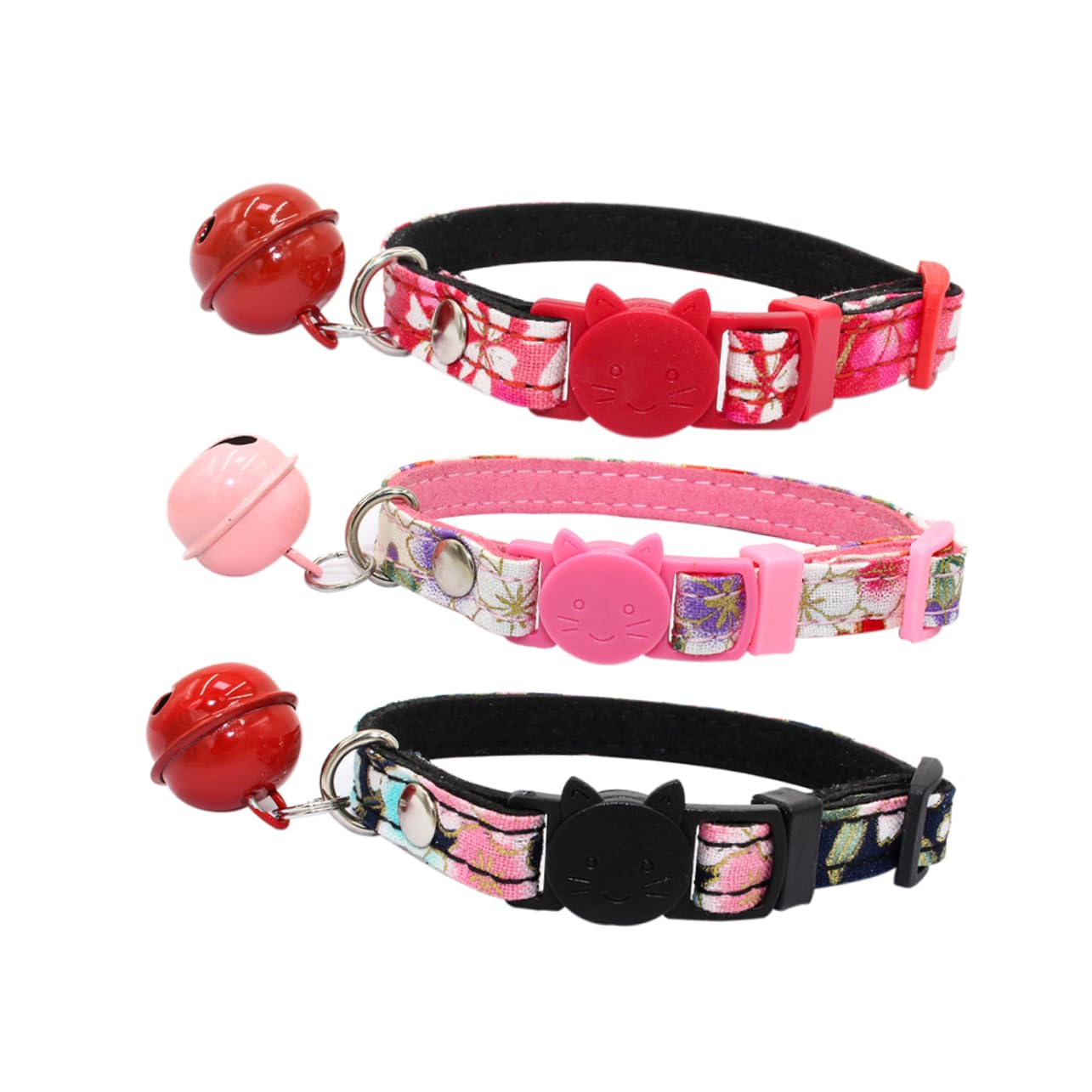 Sosoport 3er-Sets Haustierhalsband Im Blumendesign Katzenhalskette Im Japanischen Stil Mit Sicherheitsschnalle Und Glöckchen Modisches Haustierhalsband Für Hunde Größe S 3 Stück * 3