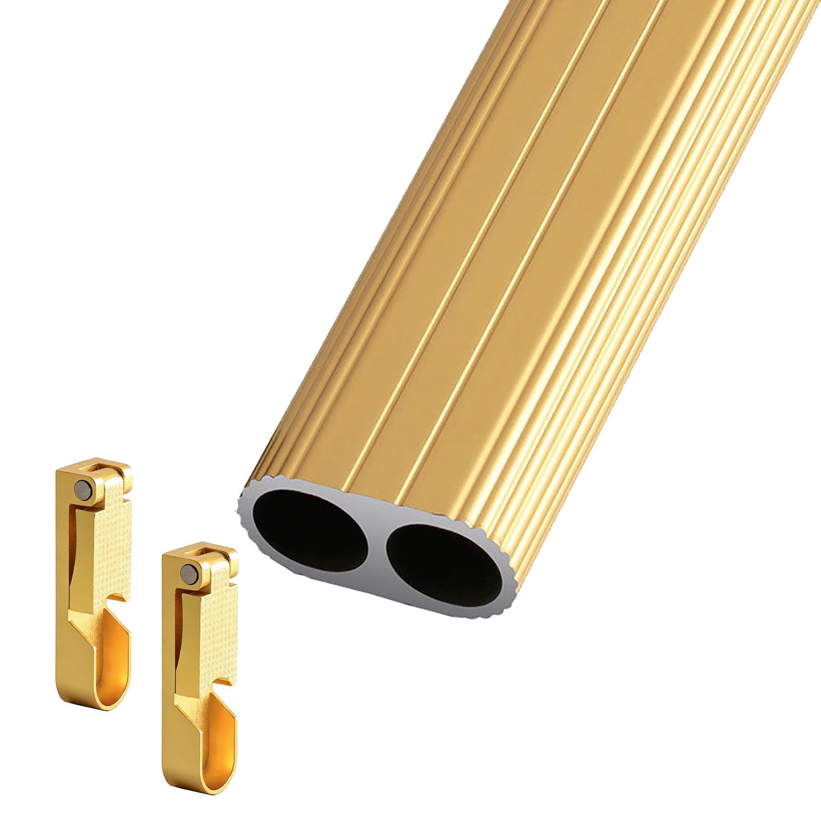 Qudkdhs Champagne-Gold2 Closet Rods For Hanging Clothes, 12 To 47 Inches Metal Closet Rod,Closets Hanging Organizer,Heavy Duty Shower Curtain Rods For Closets Wardrobes Laundry Rv 90Cm