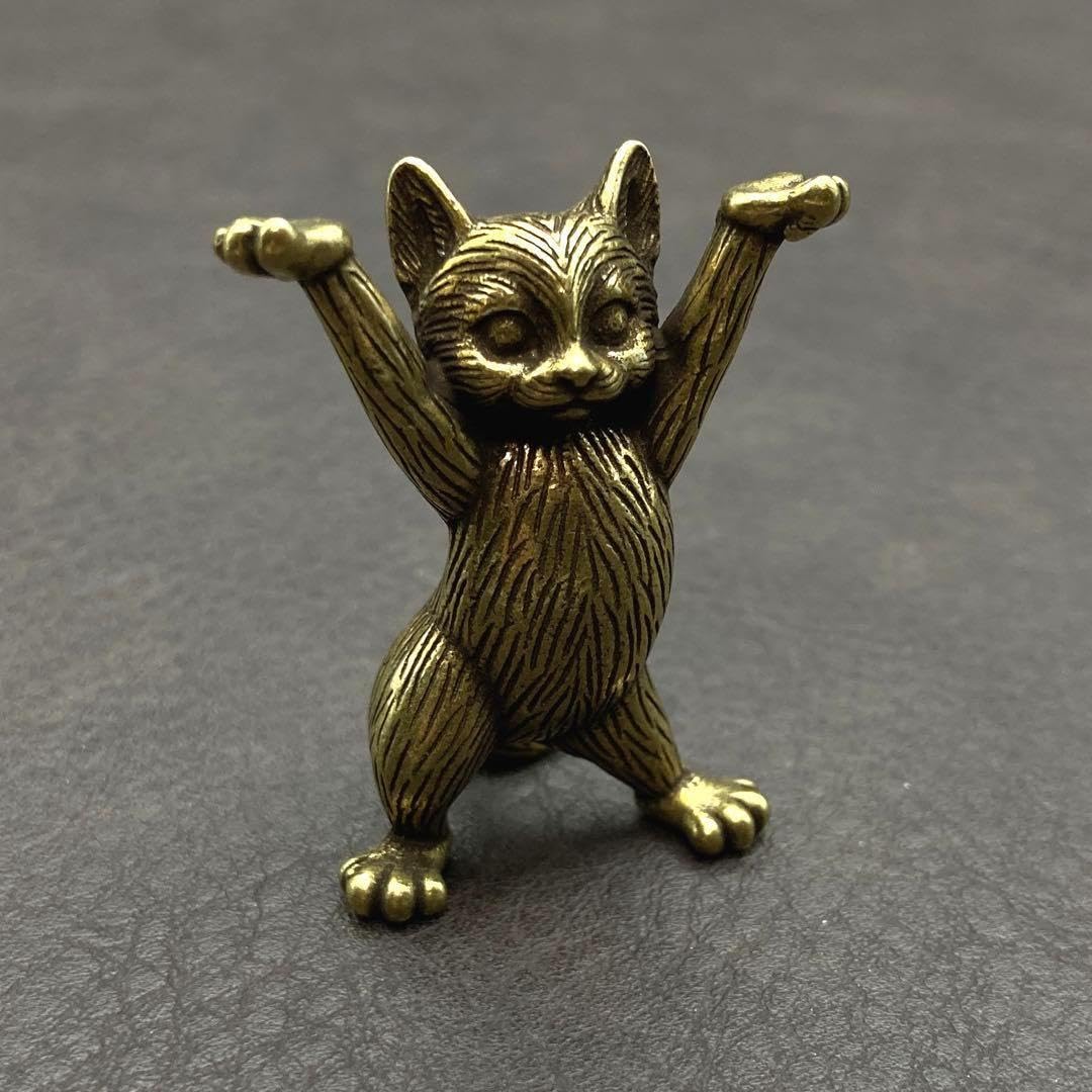 アンティーク昭和レトロ真鍮猫の置物超美品！