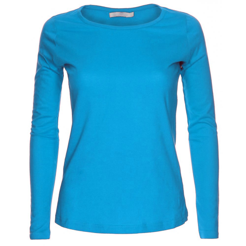 Missloved Ladies Womens Plain Long Sleeve Round Neck Top, Turq, M/L to fit UK 12 - 14