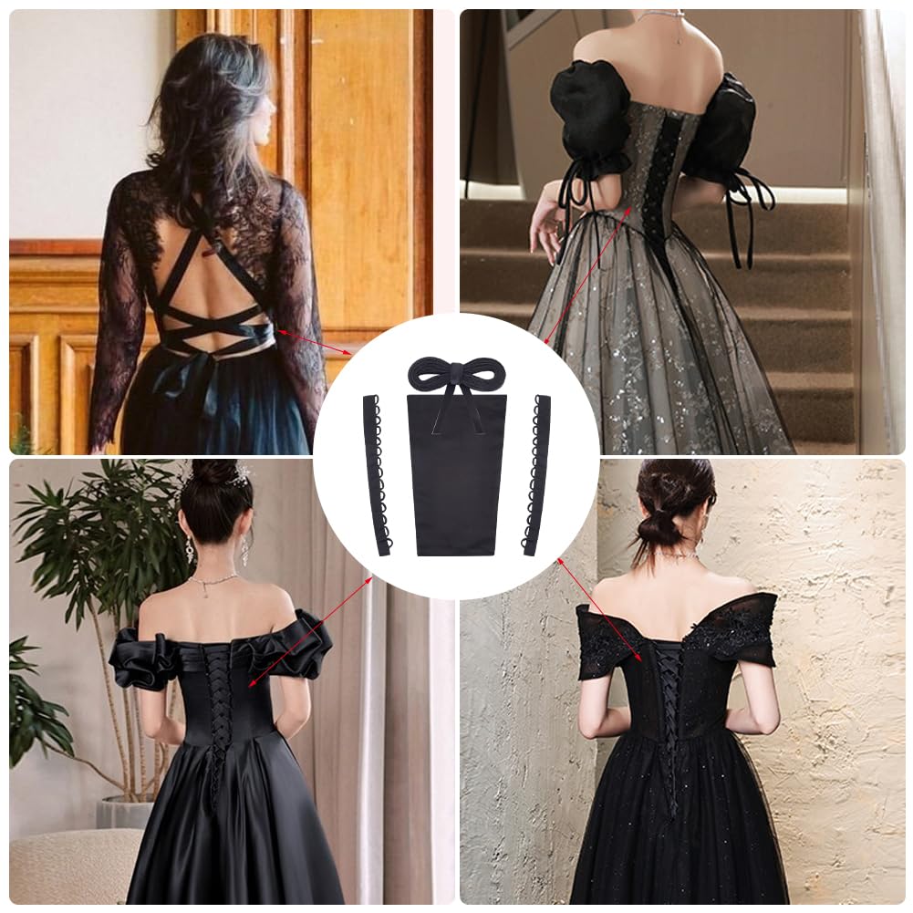 Amazon.com: GORGECRAFT 4Pcs Satin Corset Kit Women Wedding Dress Zipper  Replacement Adjustable Corset Back Panel Lace-Up Satin Ribbon Ties for Formal  Prom Dress Strap Wedding Gown Accessories Black : Everything Else