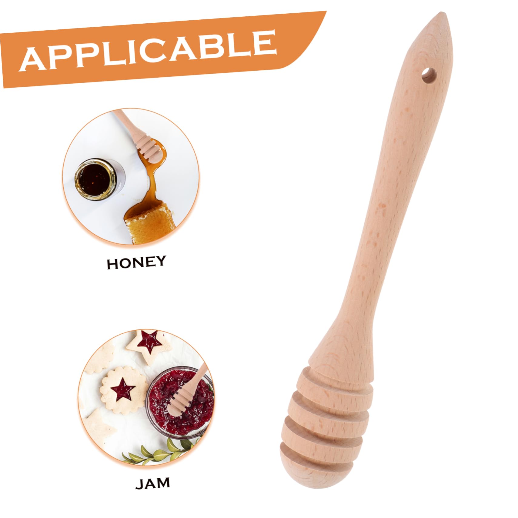 BRIGHTFUFU Honey Stick Honey Mixing Rods Honey Spoons Kitchen Honey Stir Stick Honey Stirring Rods Glass Honey Dipper Honey Mixing Sticks Portable Honey Stirrer Wooden re-usable