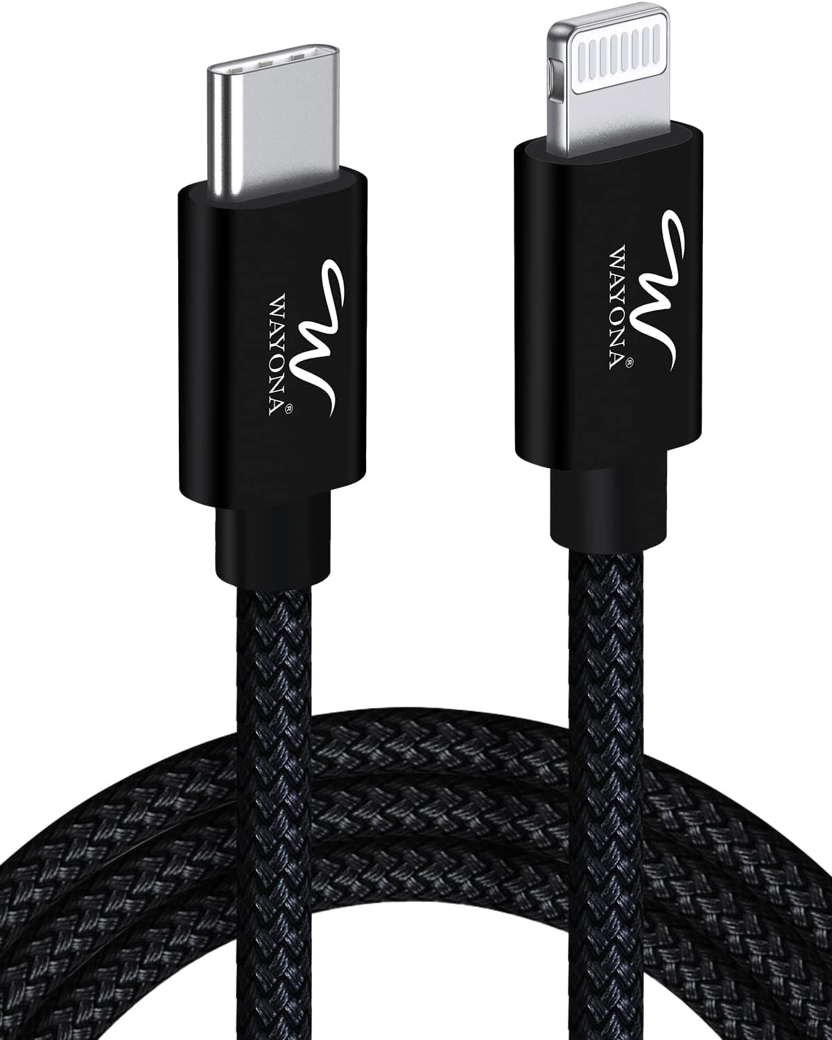 - Wayona Type C to Lightning MFI Certified 20W Fast charging Nylon Braided USB C Cable for iPhone 14Pro,14Pro Max,14,14Plus,13,13Pro,13ProMax,13Mini,12,12Pro,11,11ProMax,iPhone12Mini (2M, Black)