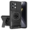 AELVOUX Poco X8 Pro Max 5G Back Cover | Armor Camera Slider 360 Degree Rotating Finger Ring Holder Case with Bracket Stand Back Case Cover (Compatible with MagSafe Accessories) (Black) gallery image
