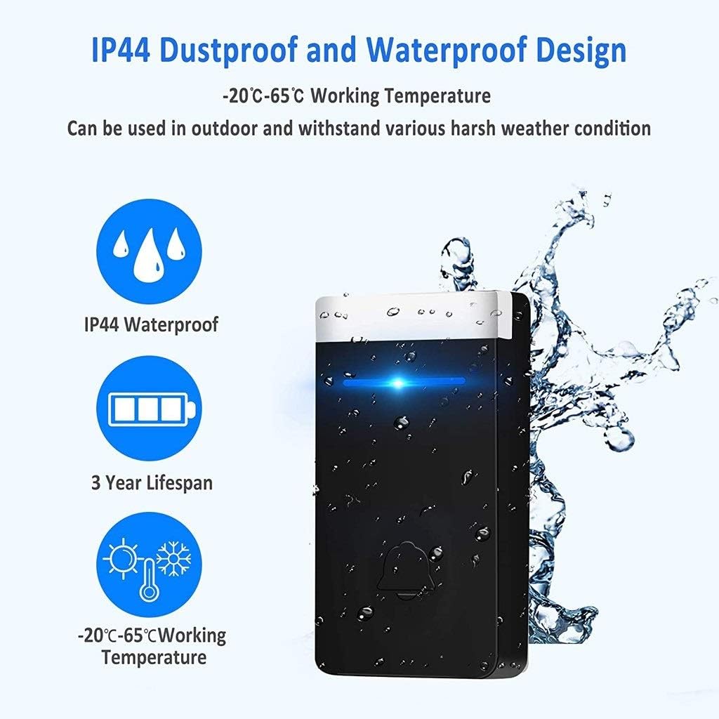 Waterproof Doorbell Electronic Chime Kit with 2 Plug-in Home Intelligent Door Bell Chime Doorbell