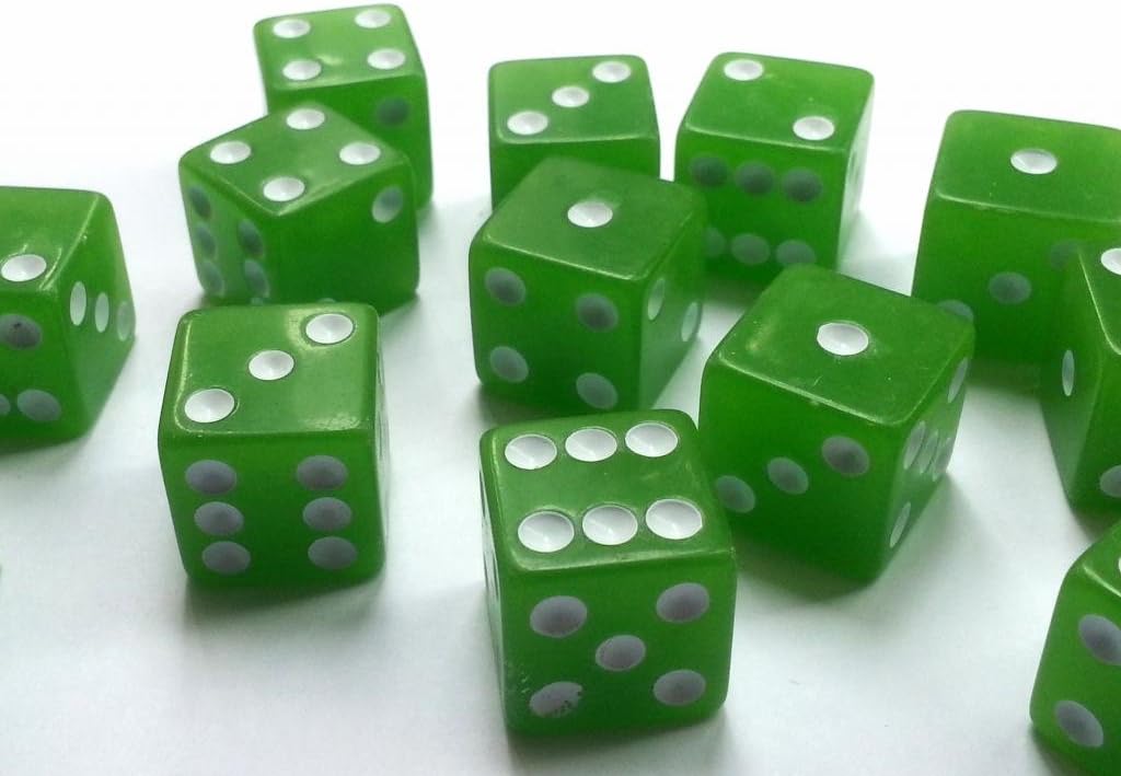 50 Style Casino Vert/dés le Craps – Grand 19 mm – Neuf