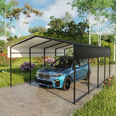 NUGRIART 13 x 20 FT Metal Carport with Heavy Duty Galvanized Steel Roof & Metal Frame, Metal Car Garage, Sturdy Canopy Shelter for Car, Truck, Pickup, SUV, Tractor, and Boat