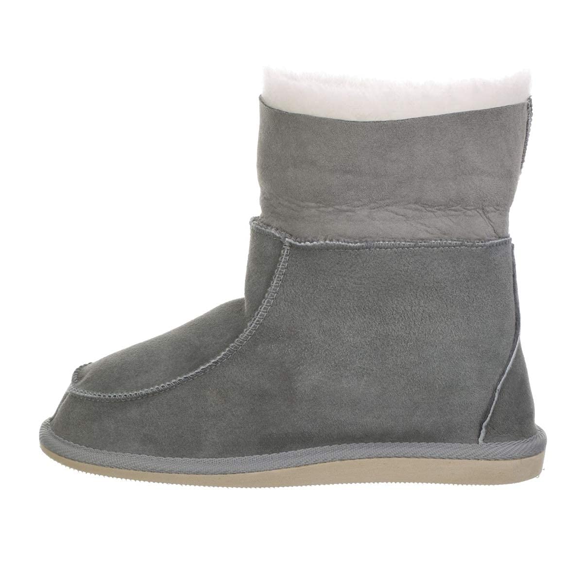 Hollert Damen & Herren Lammfell Hausschuhe ZUGSPITZE GRAU 100% Merino Schaffell für Wohlgefühl - warm, atmungsaktiv