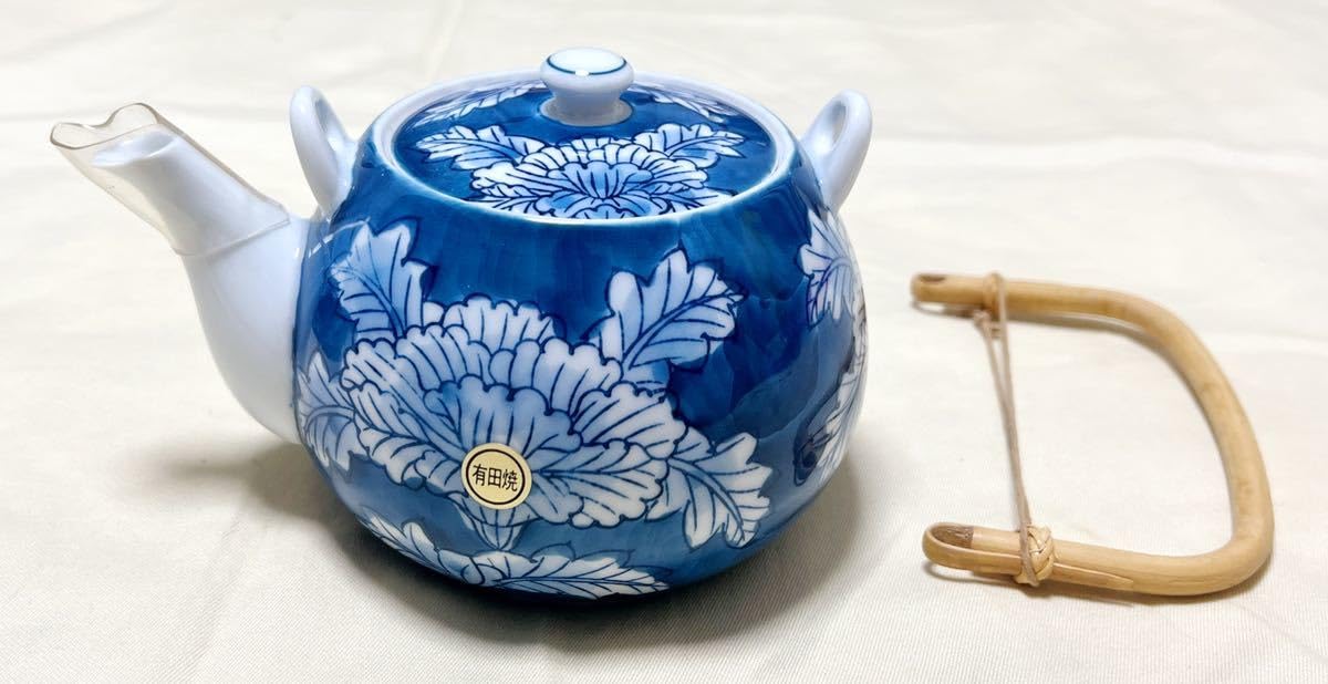 Amazon.co.jp: 有田焼 華山窯 超軽超薄 牡丹花柄急須＆湯呑5客